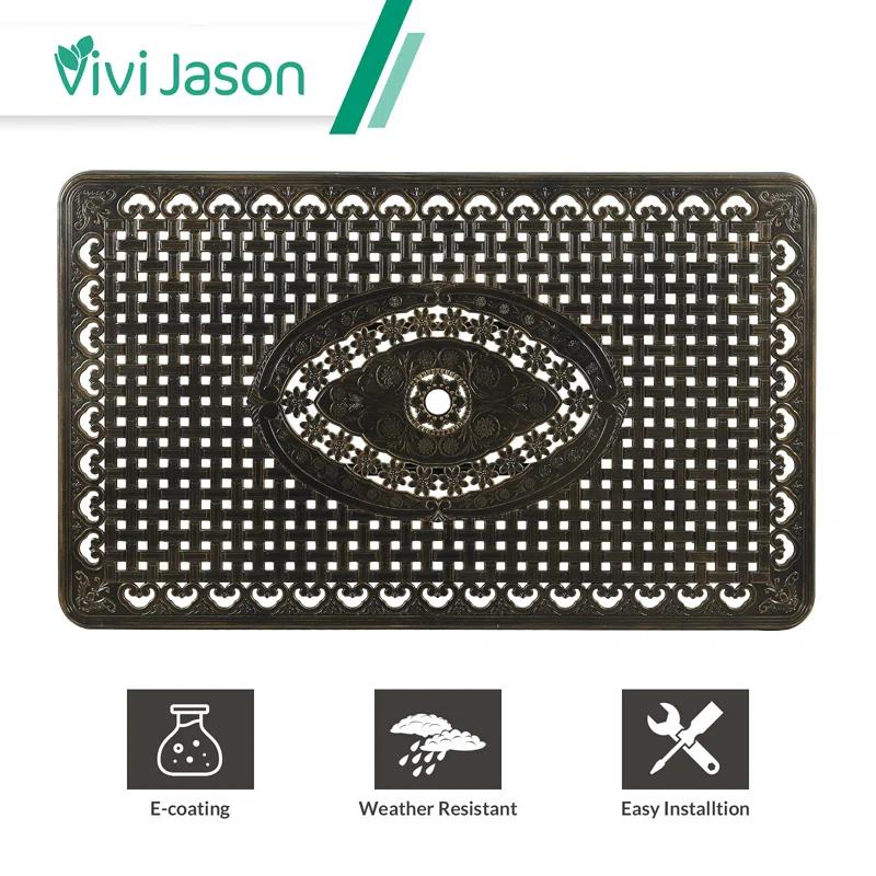 Wildon Home® Wildon Home® 7-piece Outdoor Furniture Dining Set, All-weather Cast Aluminum Patio Conversation Set, Include 6 Swivel Dining Chairs And A Rectangle Table With Umbrella Hole, khaki/green Cushion