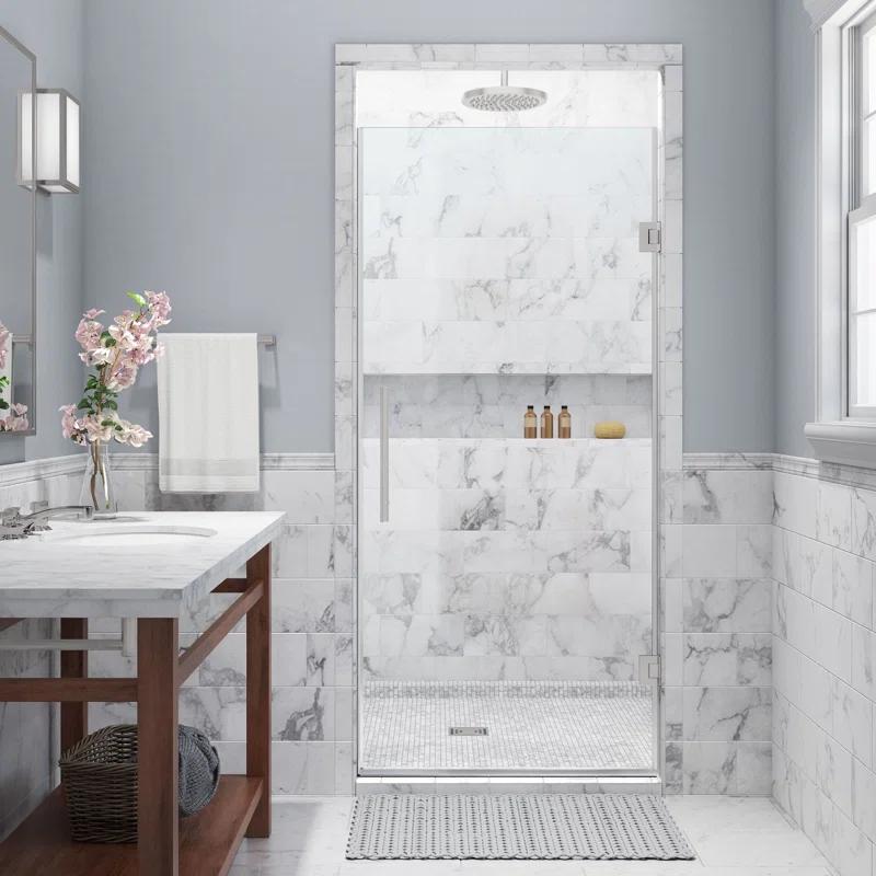 Kinkade 30.75" - 31.25" W x 72" H Hinged Frameless Shower Door