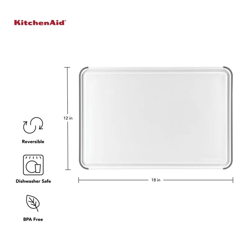 KitchenAid® Classic Nonslip Plastic Cutting Board, 12x18-Inch, White