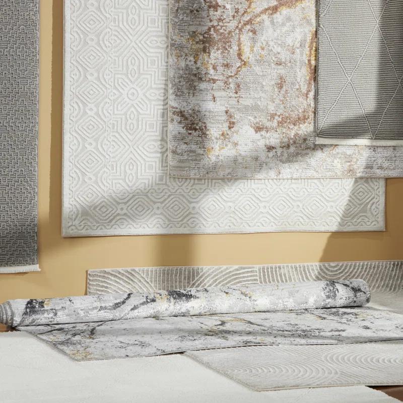 Town & Country Living TOWN & COUNTRY LUXE Tretta Modern Geo Area Rug with Plush High-Low Texture, Ivory