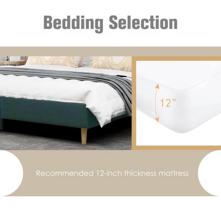 Wade Logan® Eriksay Low Profile Upholstered Platform Bed with Wingback Headboard