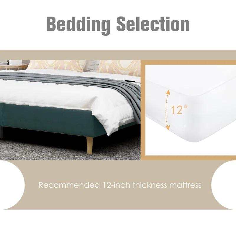 Wade Logan® Eriksay Low Profile Upholstered Platform Bed with Wingback Headboard