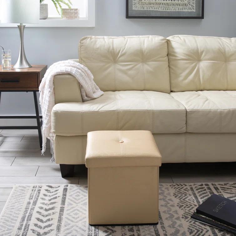 Simplify Luxora Faux Leather Ottoman