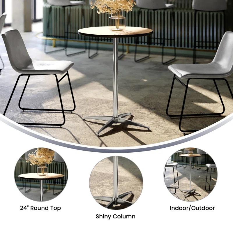 Flash Furniture Marrel Round Wood Cocktail Table with Columns by Flash Furniture