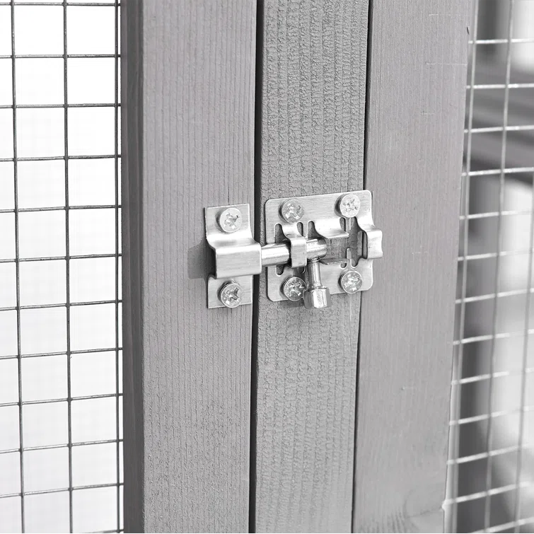 Gracie Oaks Outdoor Cat Enclosure with Roof 72" Height Cat Wooden House Large Cat Catio