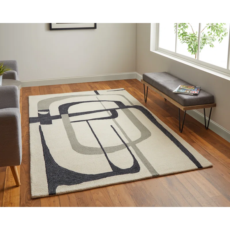 Nobu Architectural Mid-Century Modern Area Rug