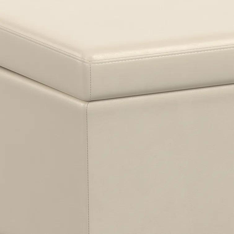 Simpli Home Avalon 54"W Upholstered Storage Ottoman Bench with Interior Storage and Safety Hinges