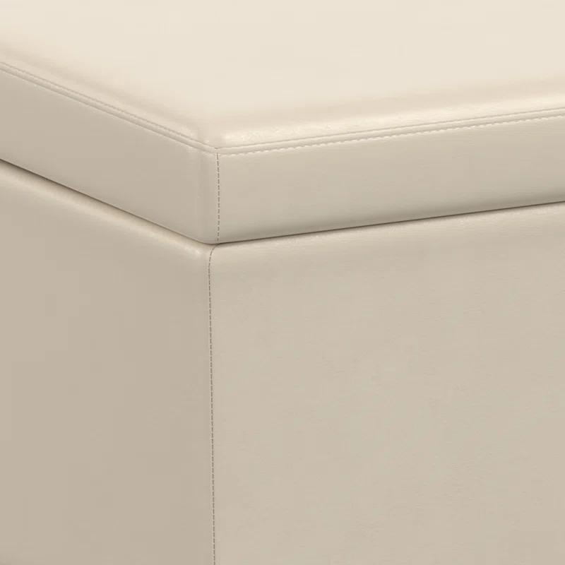 Simpli Home Avalon 54"W Upholstered Storage Ottoman Bench with Interior Storage and Safety Hinges