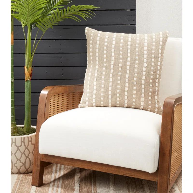 Saro Dudley Collection Striped Cotton Reversible Throw Pillow