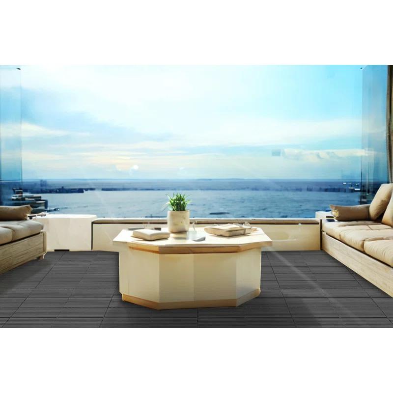 SHANRUGUOJI Wood Plastic Composite Deck Tiles Set Of 20Pcs, Composite Decking Resist Rust, Water, Weather, Easy To DIY & Maintain, Indoor&Outdoor,Ideal For Patios, Balconies, Rooftops, Decks, 12X12in