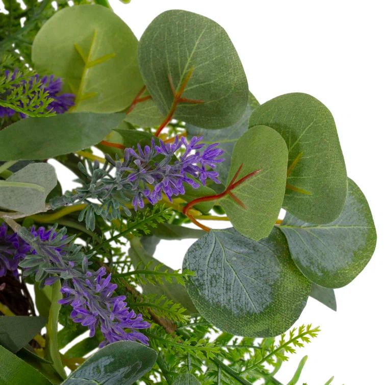 Northlight Seasonal Lavender and Mixed Foliage Artificial Floral Spring Wreath Purple and Green - 22-Inch