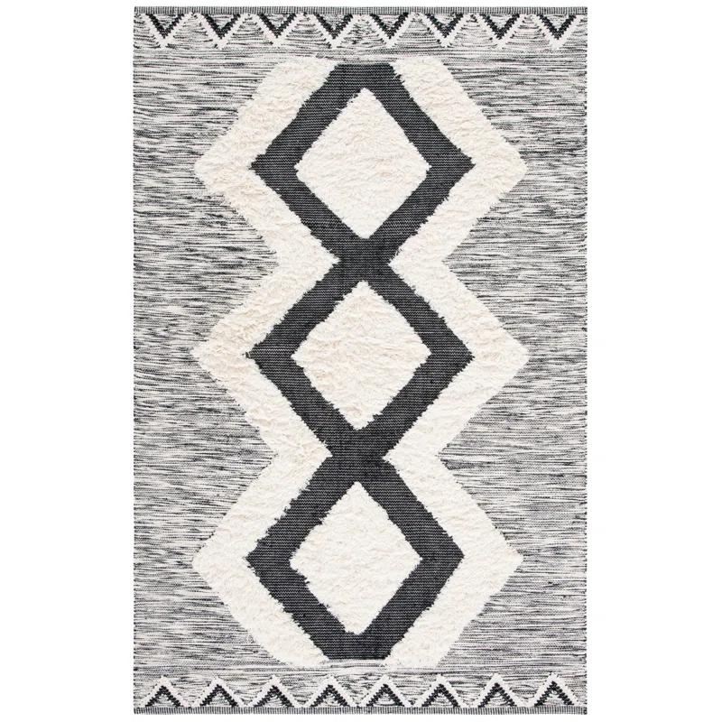 Foundry Select Kenya Hand Loomed Wool/Cotton Southwestern Rug in Black/Ivory