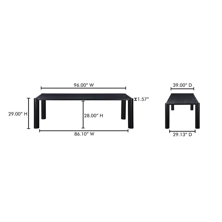 Kirk Dining Table - Black / 96"W