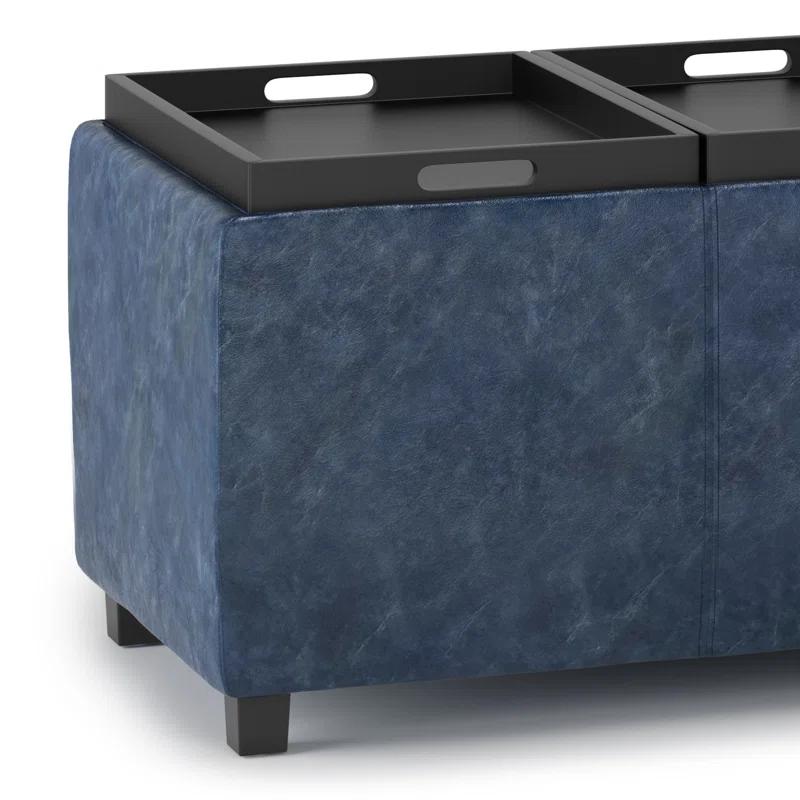 Simpli Home Dover 36"W Upholstered Storage Ottoman Bench with Lift-Top and Large Interior Storage