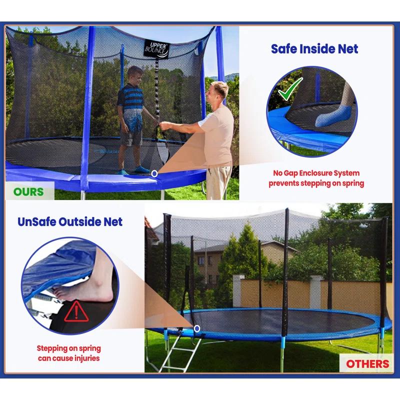 Upper Bounce 15' Round Backyard Trampoline with Safety Enclosure