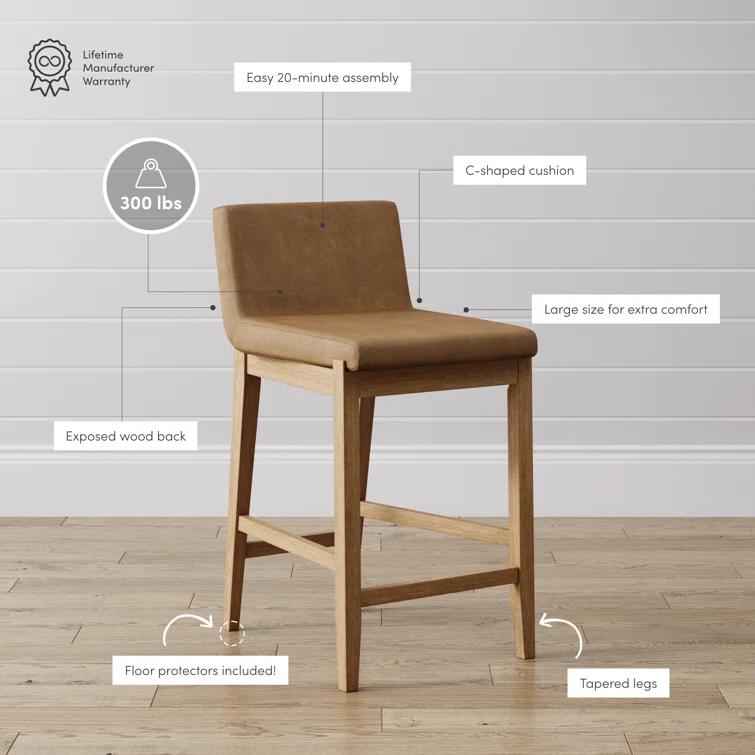 Nathan James Upholstered Wooden Stool