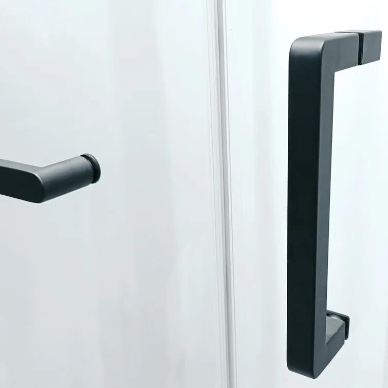 HBEZON Siva 60 In. W X 75 In. H Semi-Frame Sliding Shower Door In Black With 5/16" Tempered Clear Glass HBZ01-AP03-BK