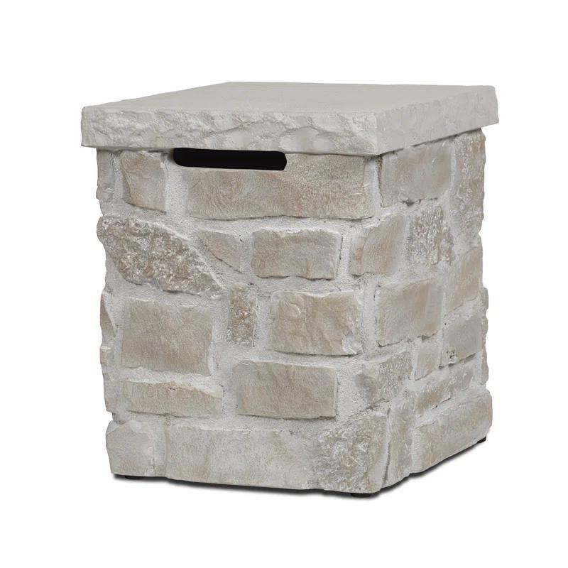 Real Flame Scottsdale Stone Propane Tank Cover And Side Table In Beige By Real Flame