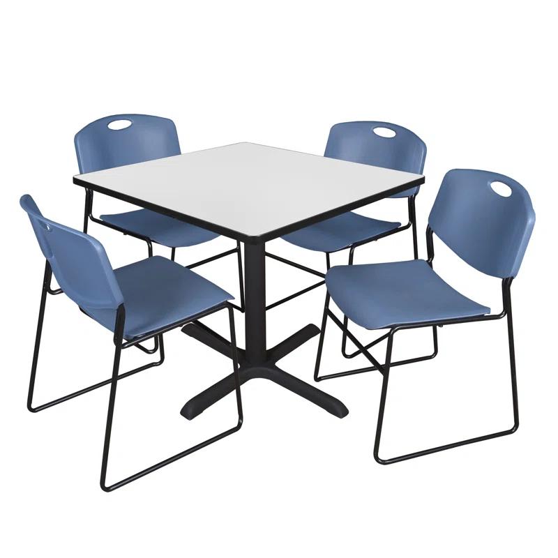 Regency Regency Cain Square X-Base Breakroom Table & 4 Zeng Stack Chairs
