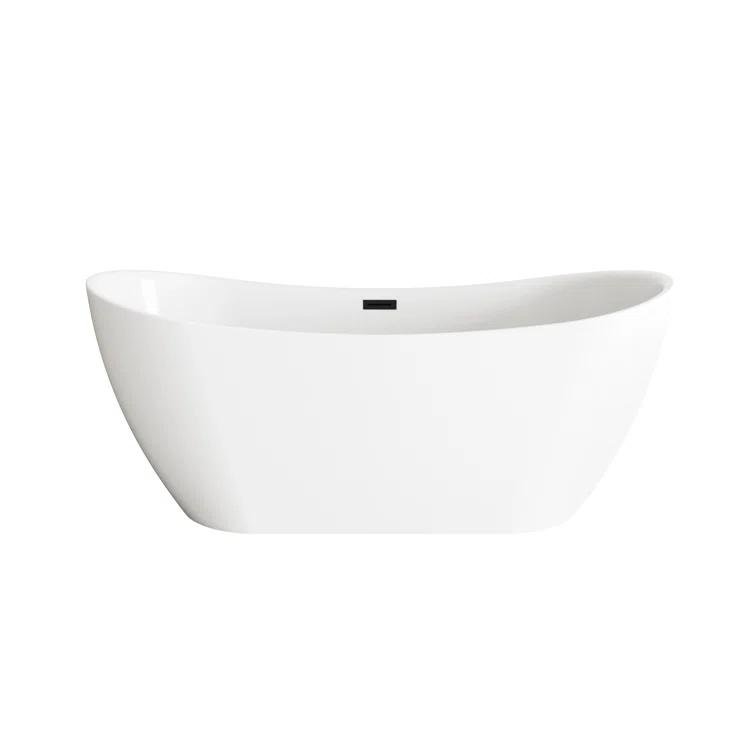 Living District 67 Inch Bathtub in Glossy White with Trim BT30467GW-MBK