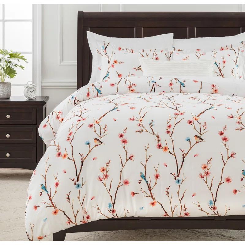 Chanasya Ultra Soft Sakura Cherry Tree Reversible Duvet Cover Set