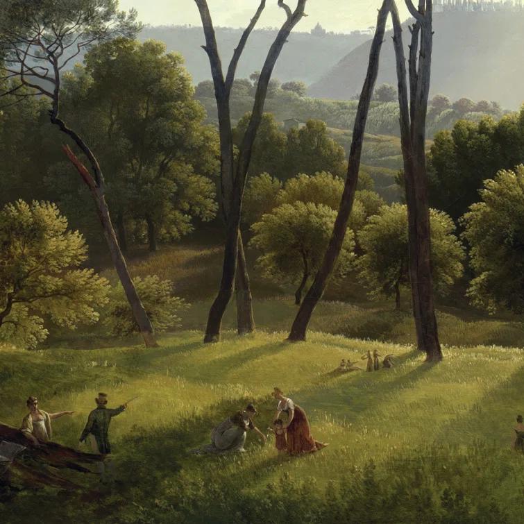 Vault W Artwork " Italian Landscape With Umbrella Pines, 1807 " by Hendrik Voogd