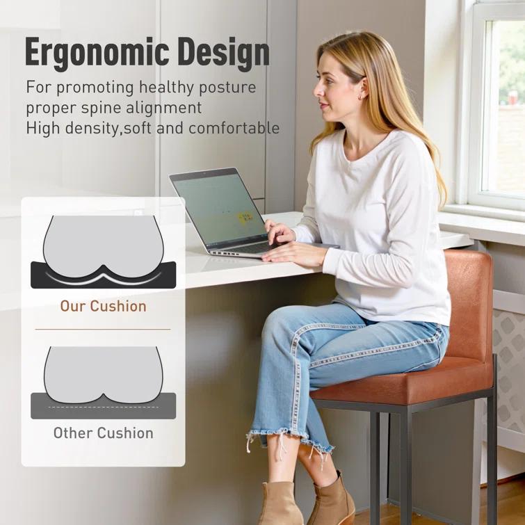 Wade Logan® Catharinus Extra Tall Bar Stool Set - Black Metal Base & Waterproof Faux Leather (Set of 3)