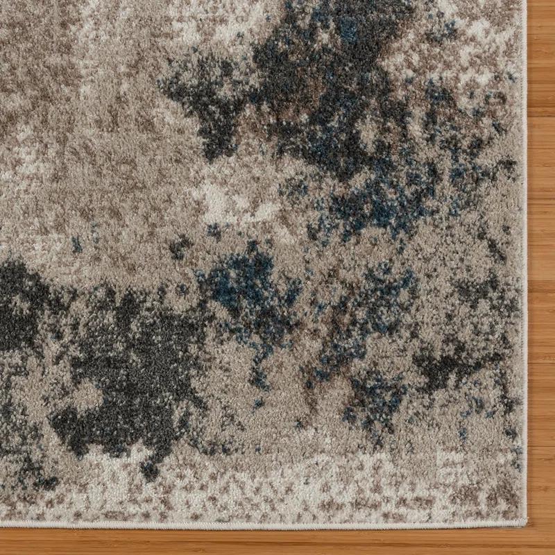 Gertmenian Heirloom Huma Modern Abstract Beige Black Blue Polypropylene Area Rug