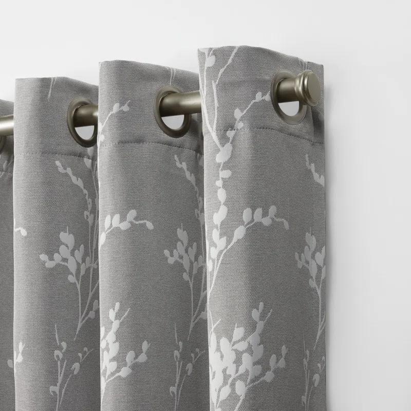 Nicole Miller Nicole Miller Turion Floral Room Darkening Blackout Grommet Top Curtain Panel Pair (Set of 2)