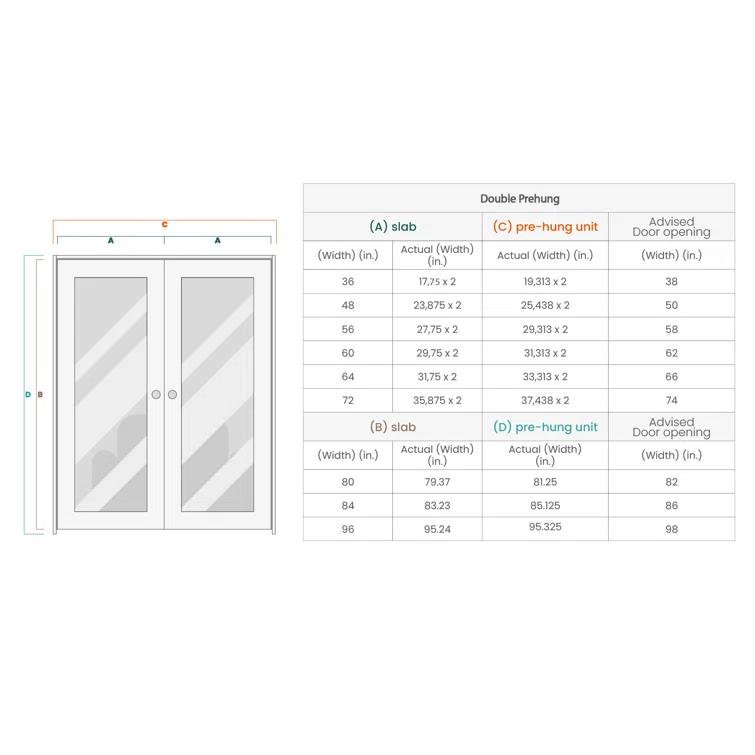 Belldinni Smart Pro 207 Solid Manufactured Wood and Glass Paneled French Door