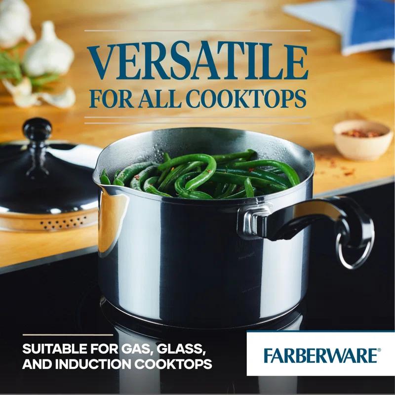 Farberware Classic Stainless Steel Straining Saucepan with Lid, 1-Quart
