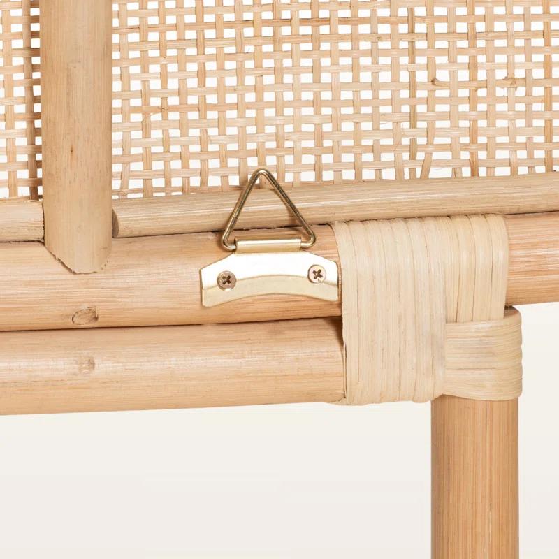 Bayou Breeze Finnian Natural Brown Finish Queen Size Rattan Headboard, 37.21" H X 64.73" W X 0.93" D