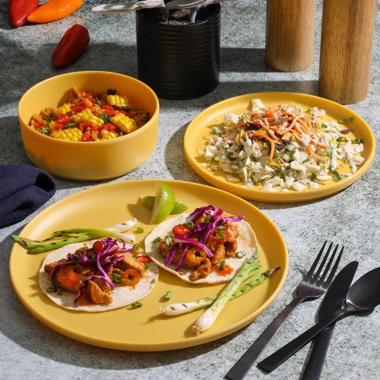 Gibson Home Canyon Crest 12-Piece Stackable Matte Melamine Dinnerware Set