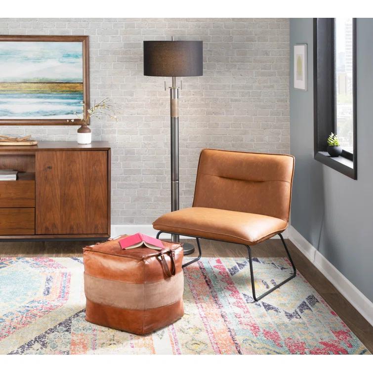 Spencer Faux Leather Armless Lounge Chair