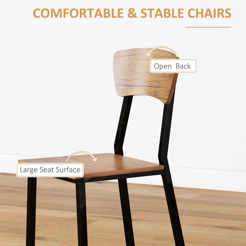 17 Stories 5 Piece Industrial Dining Table Set, Rectangular Kitchen Table And 4 Chairs, Dining Room Set For Small Space