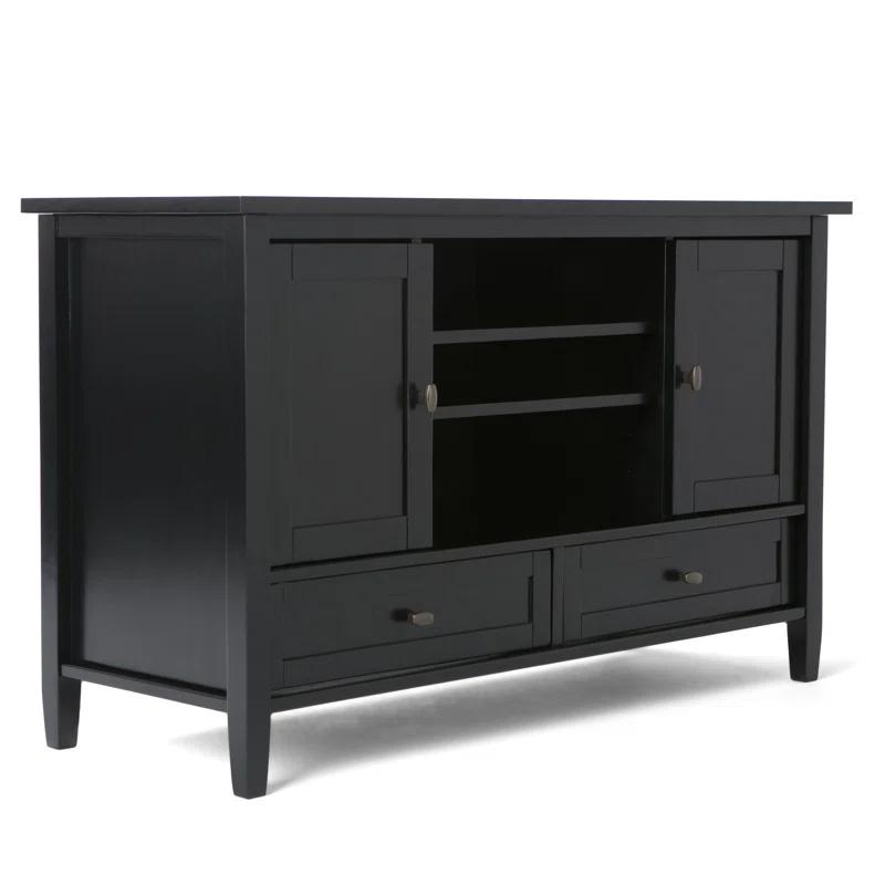 Simpli Home Warm Shaker 47"W Solid Wood TV Stand for TVs up to 55" with 2 Storage Cabinets and 2 Drawers