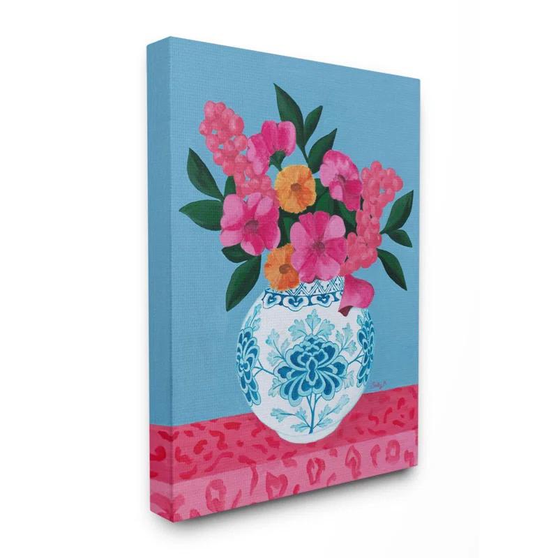 Stupell Industries " Flower Vase Pink Blue " by Sally B