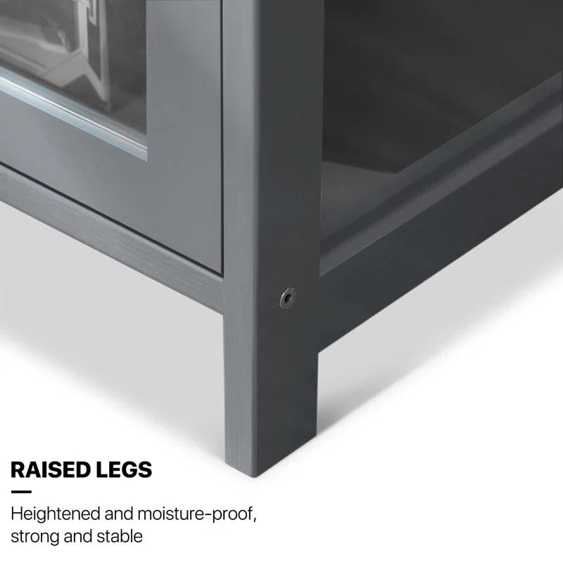 Magshion Modern 55" 4-Tier Transparent Display Cabinet Floor Standing Showcase With Flip-Up Door, Ideal For Living Room, Bedroom, Or Office Curio Collection