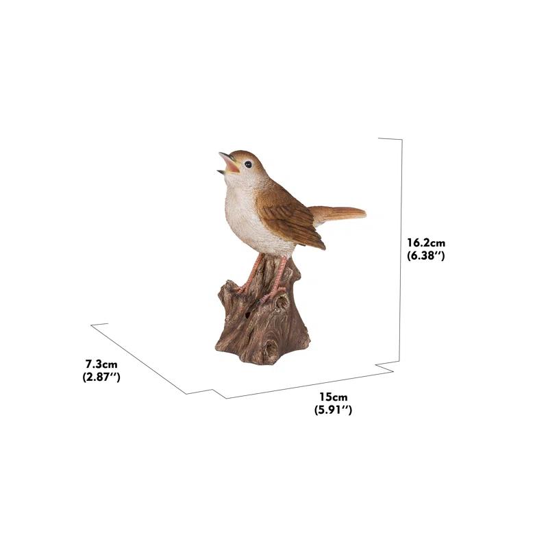 Hi-Line Gift Ltd. Motion Activated Singing Nightingale Standing on Stump