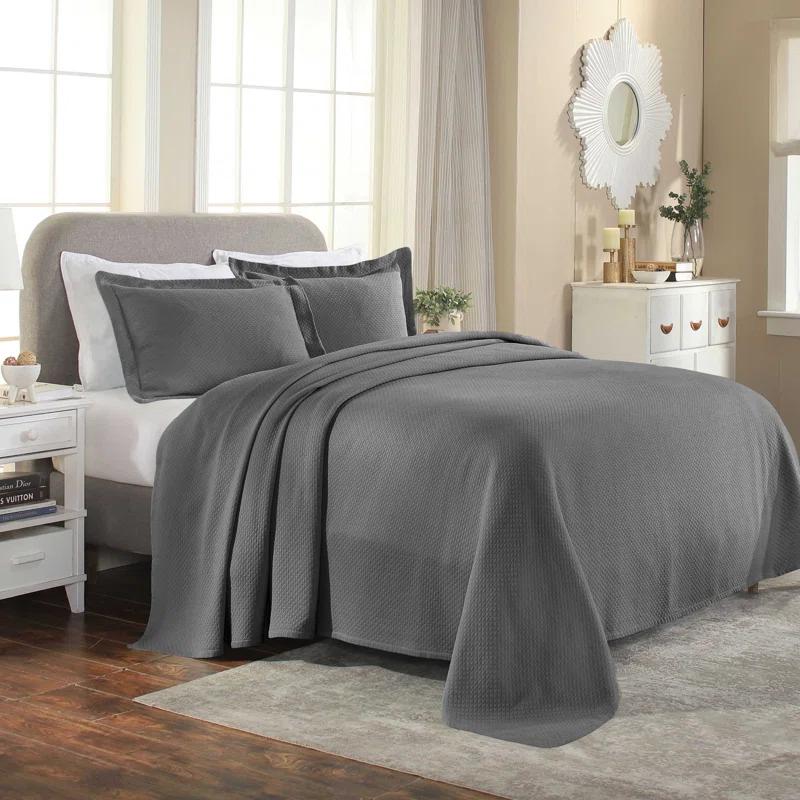 Superior Superior Solitaire Waffled Matelassé Bedspread Set with Shams