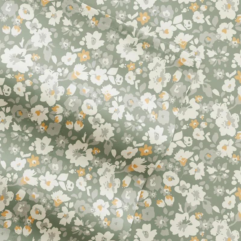 4 Piece Sheet Set Patterned Microfiber Ultra Soft Bedding in Floral Dream