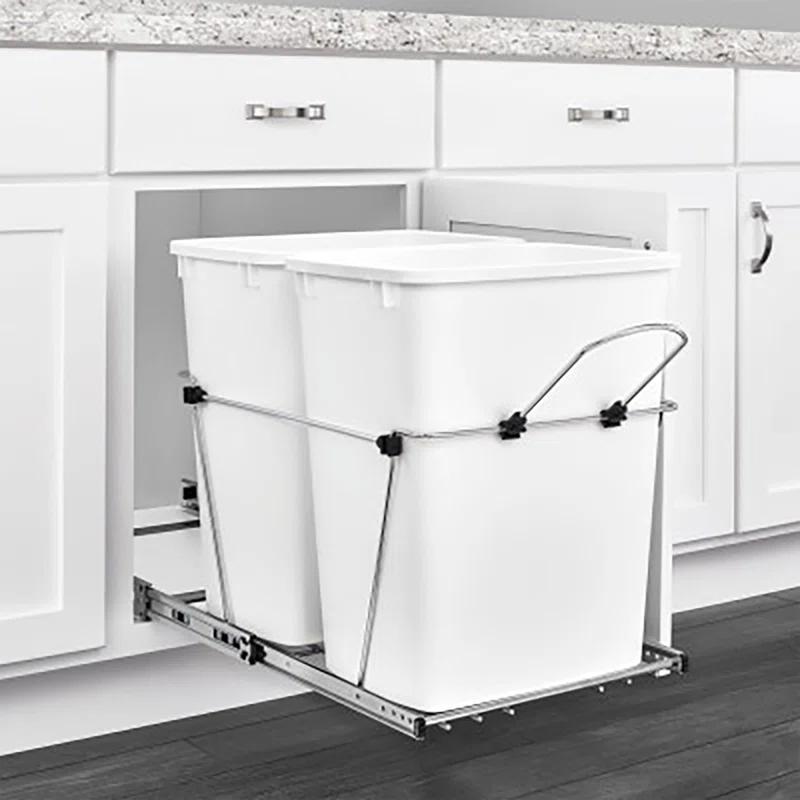 Rev-A-Shelf Double Pull Out Trash Can 27 Qt for Kitchen