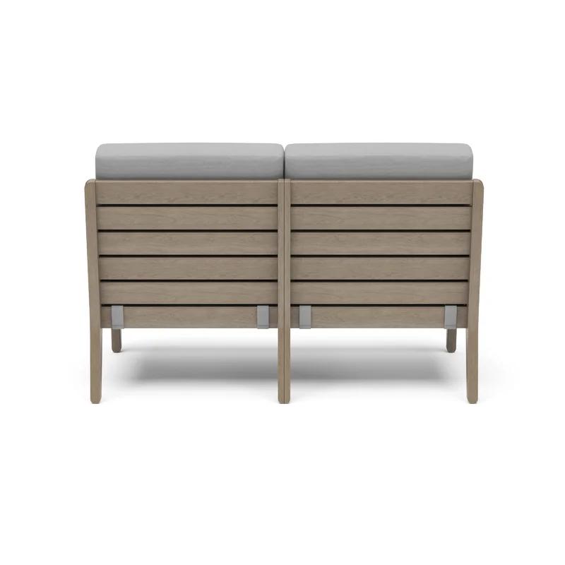 Gray Acacia Wood Outdoor Loveseat with Cushions