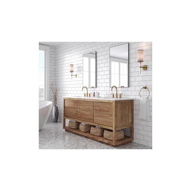 72'' Grey Oak Double Sink Vanity with Carrara Marble Countertop
