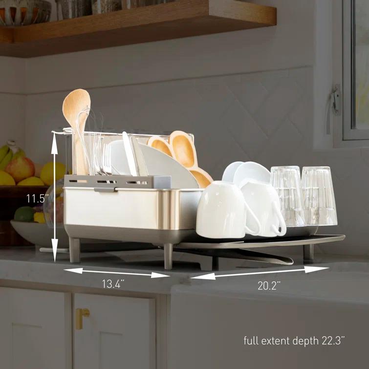 Simplehuman Kitchen Dish Drying Rack, Brushed Stainless Steel