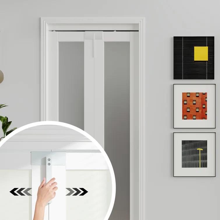 CHIC MODE Double Bifold Doors 3 Lite Frosted Glass Solid Manufactured Wood Prefinished Folding Door & Reviews | Wayfair