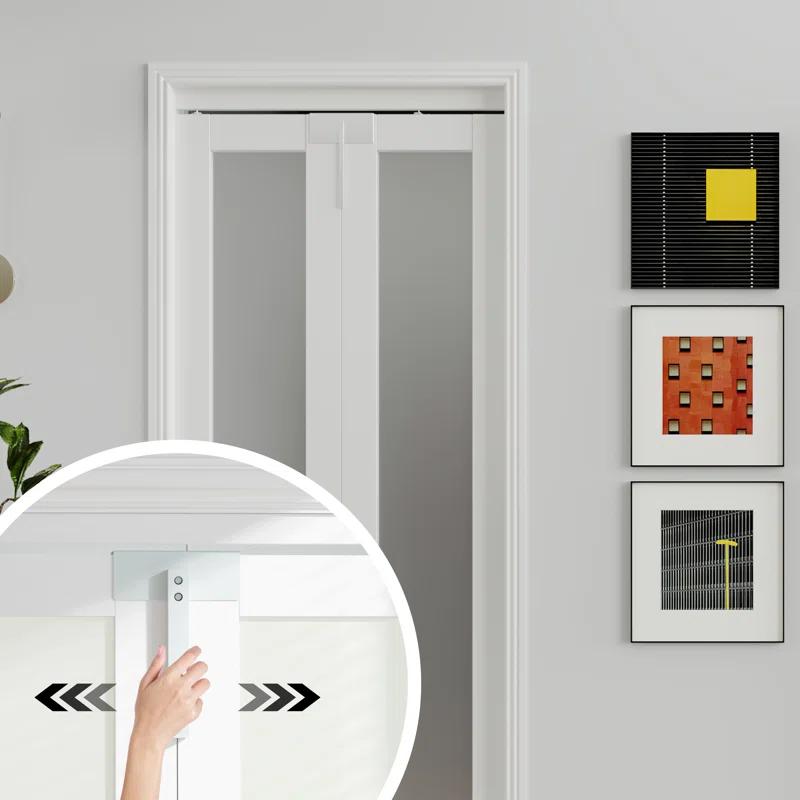 CHIC MODE Double Bifold Doors 3 Lite Frosted Glass Solid Manufactured Wood Prefinished Folding Door & Reviews | Wayfair