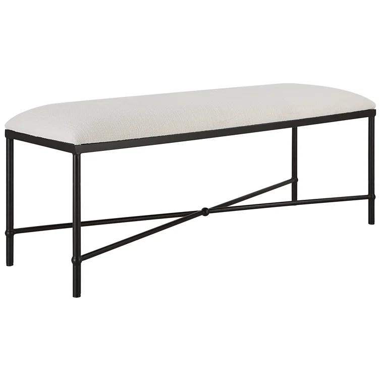 Uttermost Avenham Contemporary Iron and Fabric Small Bench in White/Black