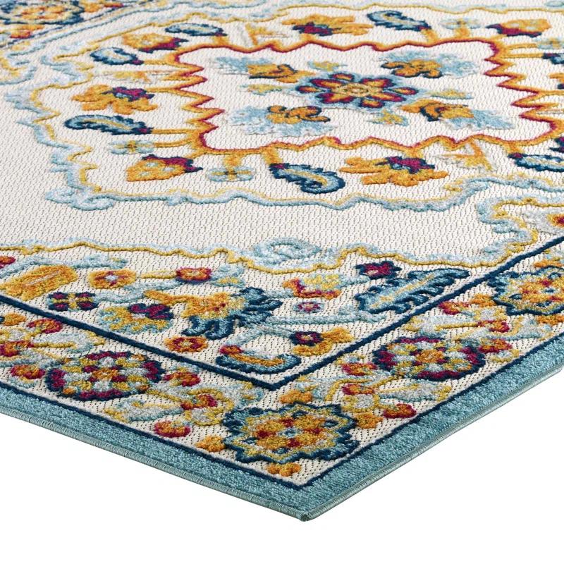 Modway Modway Reflect Ansel Distressed Vintage Floral Persian Medallion 5x8 Indoor and Outdoor Area Rug in Multicolored