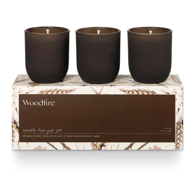 ILLUME Candle Trio Gift Set, Woodfire (Set of 3)